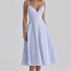 Millie Bluebell Lace Up Cotton Midi Sundress Millie Bluebell Lace Up Cotton Midi Sundress