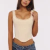 Mimi Vintage Ivory Embroidered Satin Corset Top