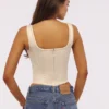 Mimi Vintage Ivory Embroidered Satin Corset Top