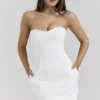 Mimi White Strapless Twill Mini Dress Mimi White Strapless Twill Mini Dress