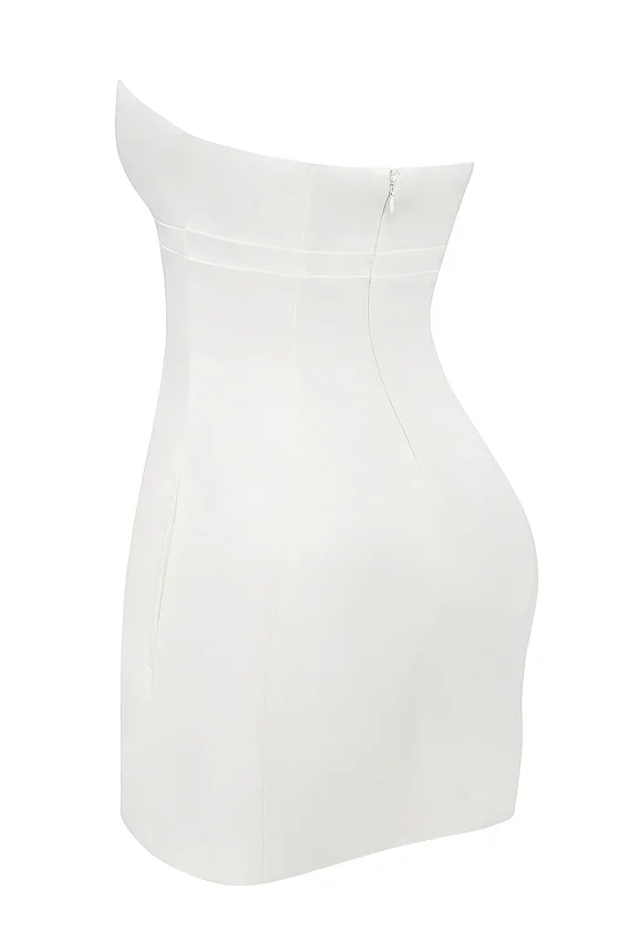 Mimi White Strapless Twill Mini Dress Mimi White Strapless Twill Mini Dress