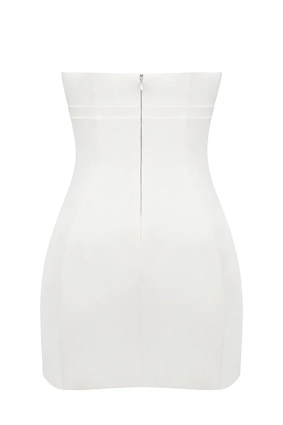 Mimi White Strapless Twill Mini Dress Mimi White Strapless Twill Mini Dress