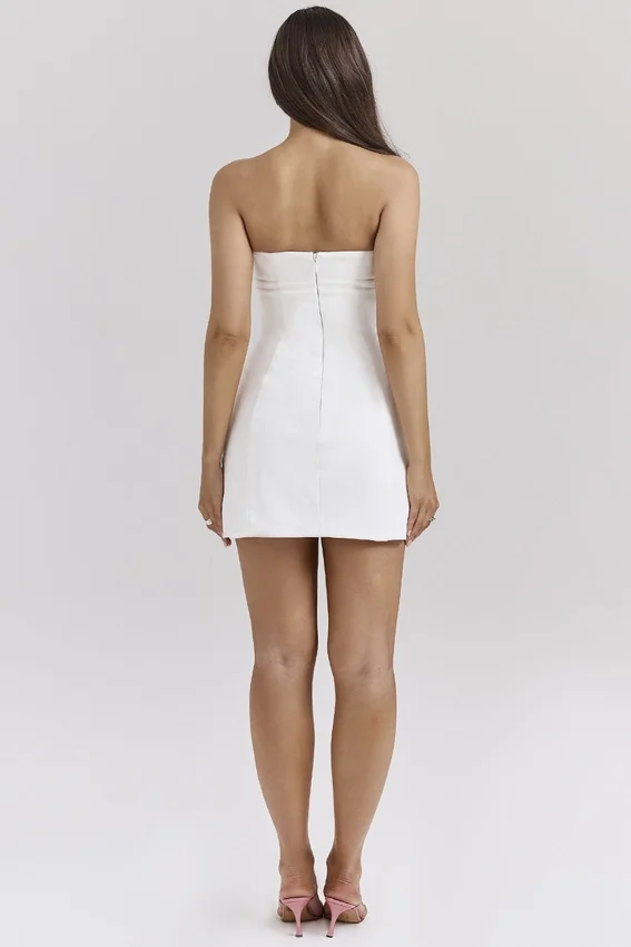 Mimi White Strapless Twill Mini Dress Mimi White Strapless Twill Mini Dress