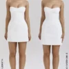 Mimi White Strapless Twill Mini Dress Mimi White Strapless Twill Mini Dress