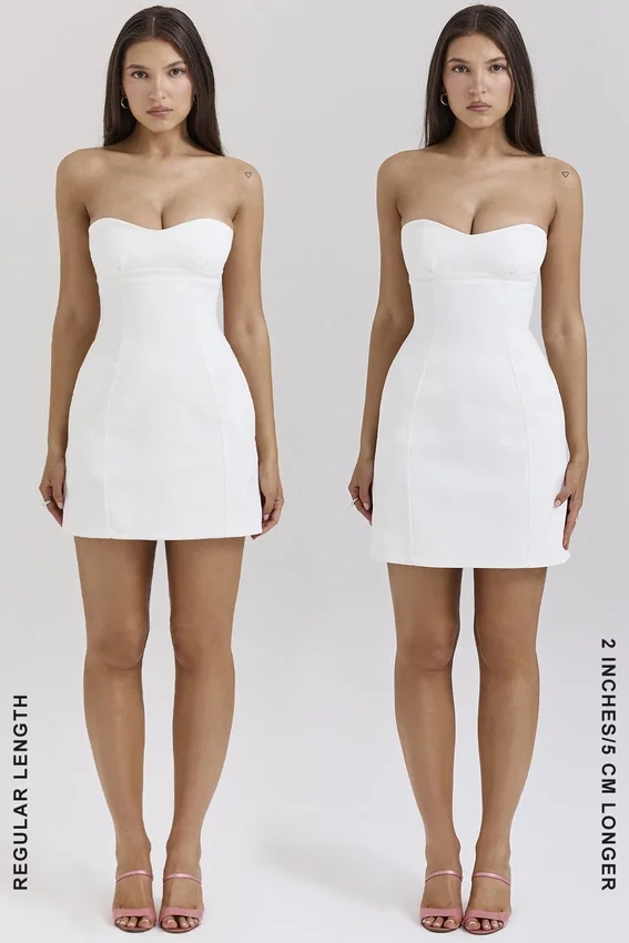 Mimi White Strapless Twill Mini Dress Mimi White Strapless Twill Mini Dress