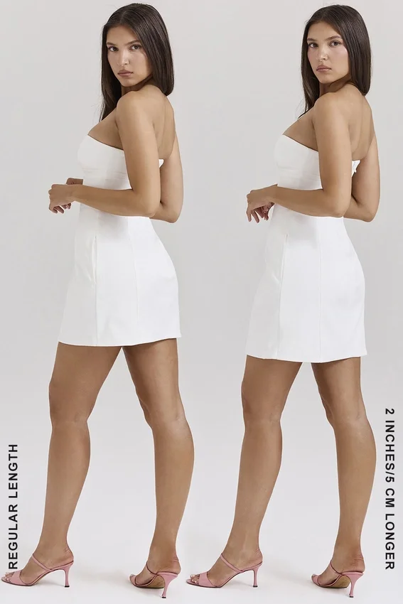 Mimi White Strapless Twill Mini Dress Mimi White Strapless Twill Mini Dress