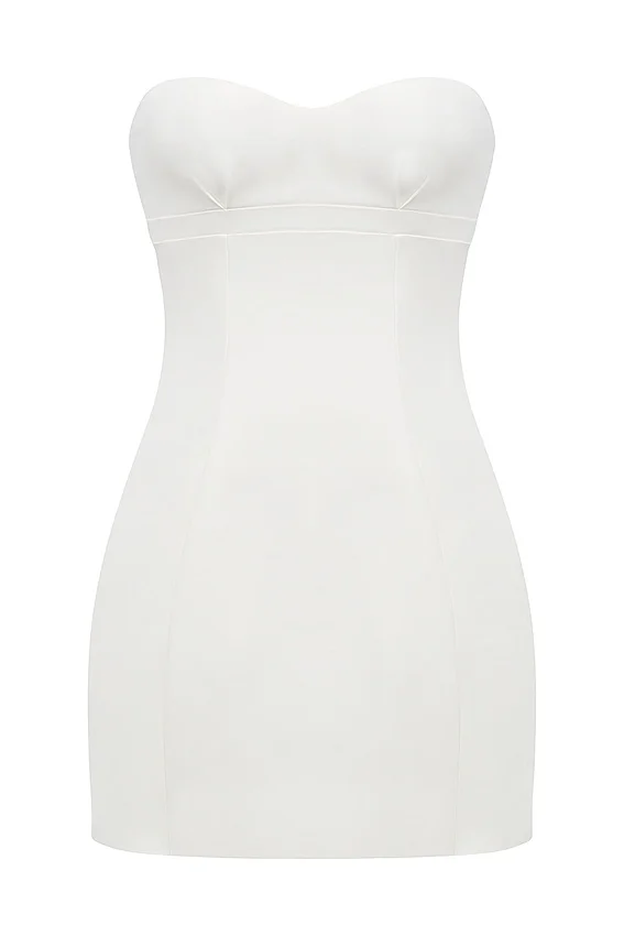 Mimi White Strapless Twill Mini Dress Mimi White Strapless Twill Mini Dress