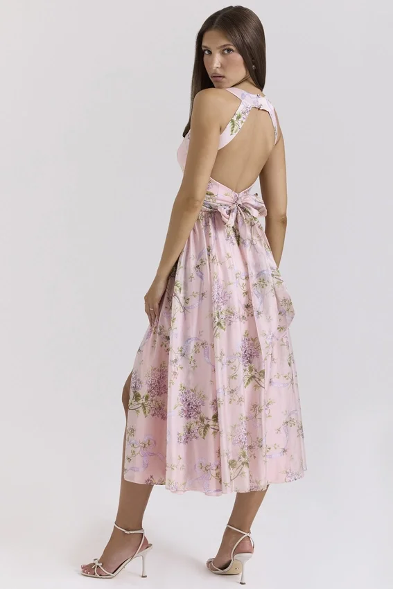 Minerva Pink Floaty Chiffon Midi Sundress Minerva Pink Floaty Chiffon Midi Sundress