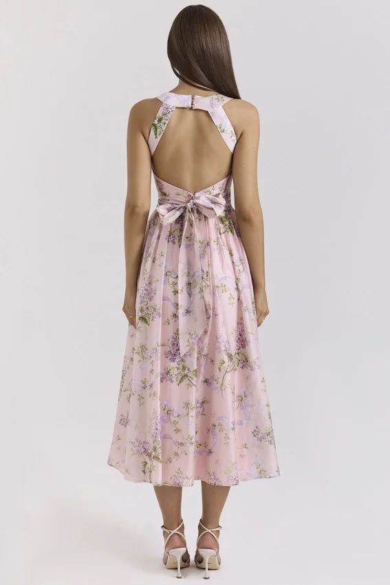 Minerva Pink Floaty Chiffon Midi Sundress Minerva Pink Floaty Chiffon Midi Sundress