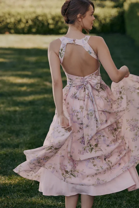Minerva Pink Floaty Chiffon Midi Sundress Minerva Pink Floaty Chiffon Midi Sundress