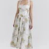 Minerva Soft Blue Vintage Ribbon Print Chiffon Midi Dress Minerva Soft Blue Vintage Ribbon Print Chiffon Midi Dress