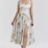 Minerva Soft Blue Vintage Ribbon Print Chiffon Midi Dress Minerva Soft Blue Vintage Ribbon Print Chiffon Midi Dress