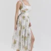 Minerva Soft Blue Vintage Ribbon Print Chiffon Midi Dress Minerva Soft Blue Vintage Ribbon Print Chiffon Midi Dress