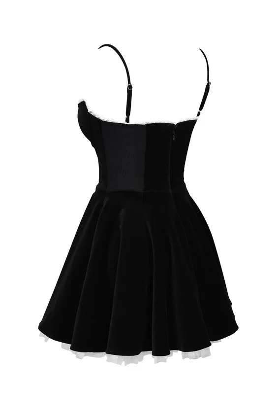 Minimoiselle Black Velvet Tulle Mini Dress Minimoiselle Black Velvet Tulle Mini Dress