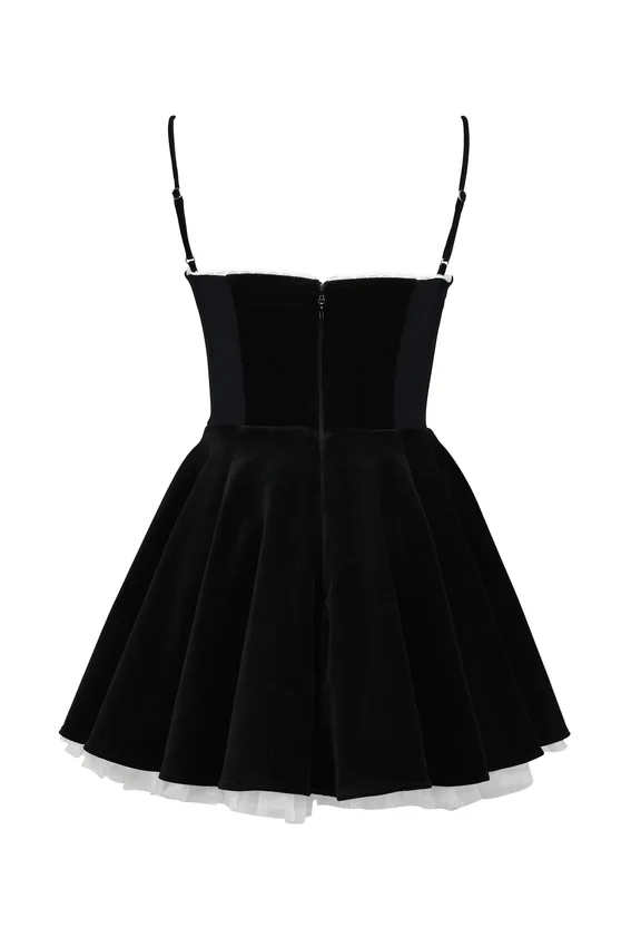 Minimoiselle Black Velvet Tulle Mini Dress Minimoiselle Black Velvet Tulle Mini Dress