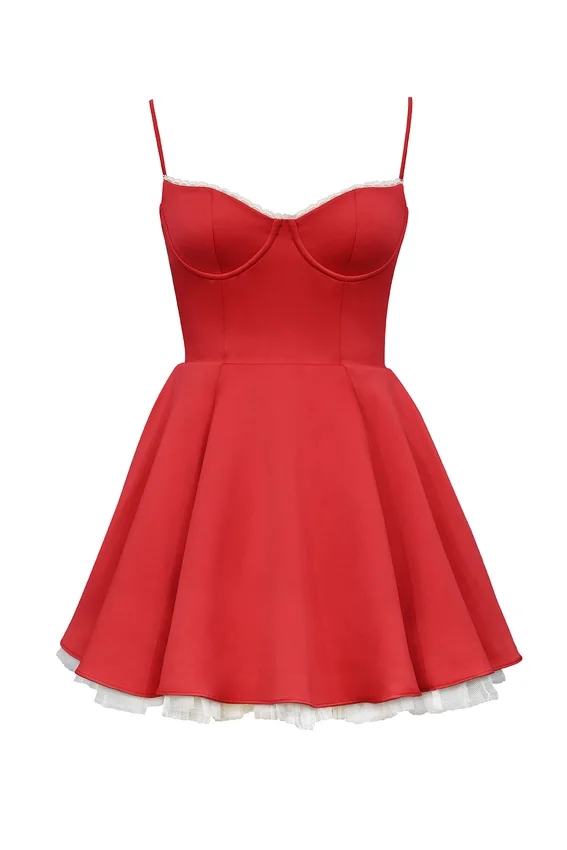 Minimoiselle Holly Red Satin Tulle Mini Dress Minimoiselle Holly Red Satin Tulle Mini Dress