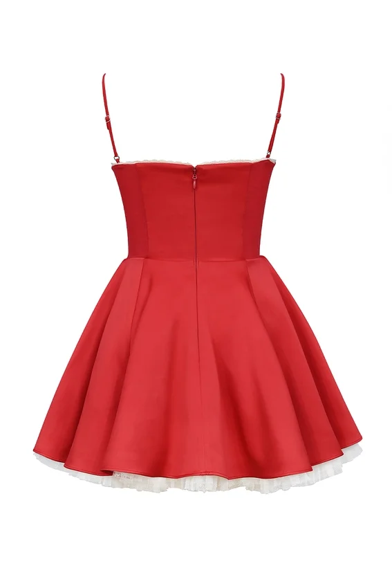 Minimoiselle Holly Red Satin Tulle Mini Dress Minimoiselle Holly Red Satin Tulle Mini Dress