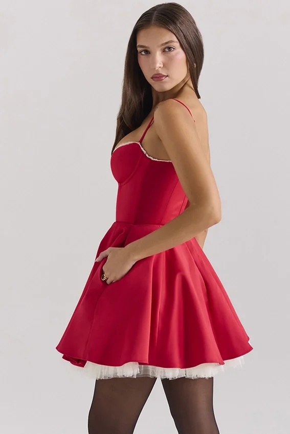 Minimoiselle Holly Red Satin Tulle Mini Dress Minimoiselle Holly Red Satin Tulle Mini Dress