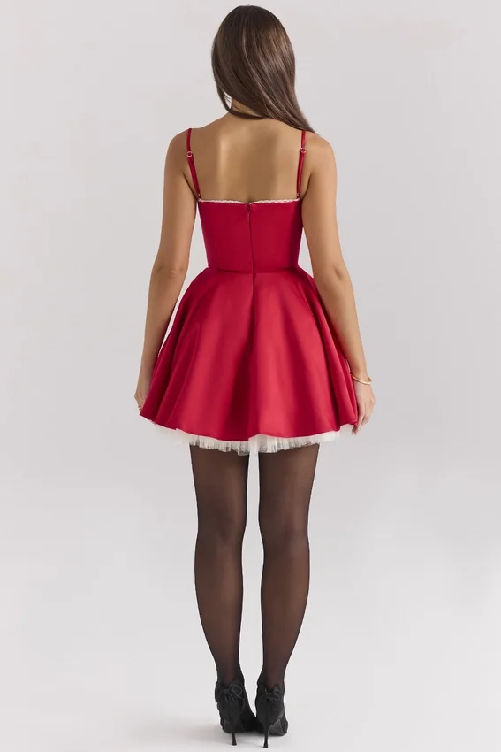 Minimoiselle Holly Red Satin Tulle Mini Dress Minimoiselle Holly Red Satin Tulle Mini Dress