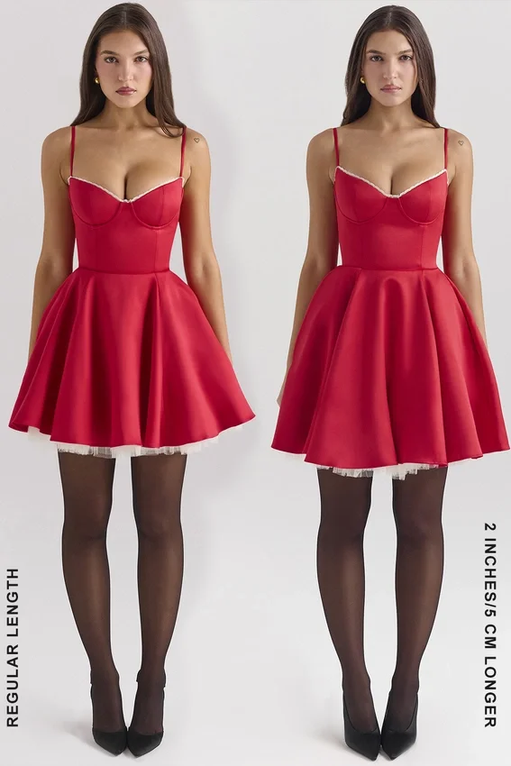 Minimoiselle Holly Red Satin Tulle Mini Dress Minimoiselle Holly Red Satin Tulle Mini Dress
