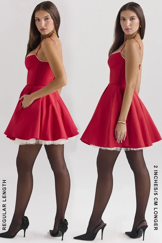 Minimoiselle Holly Red Satin Tulle Mini Dress Minimoiselle Holly Red Satin Tulle Mini Dress