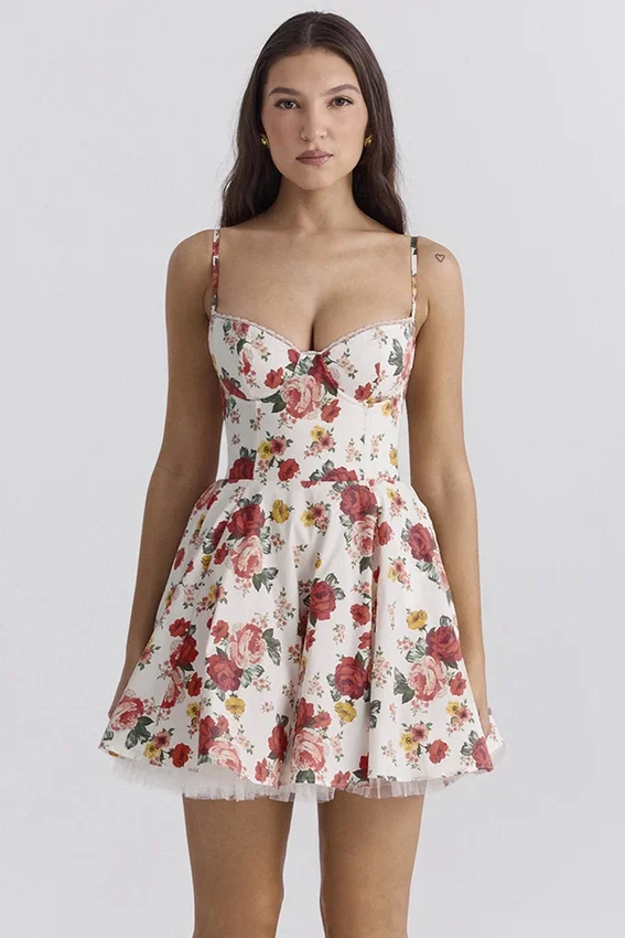 Minimoiselle Italian Rose Print Tulle Mini Dress Minimoiselle Italian Rose Print Tulle Mini Dress