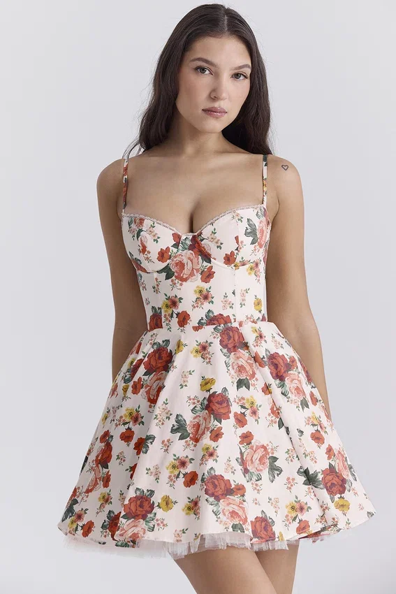 Minimoiselle Italian Rose Print Tulle Mini Dress Minimoiselle Italian Rose Print Tulle Mini Dress