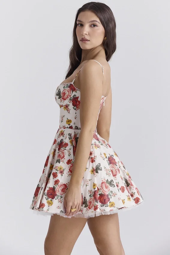 Minimoiselle Italian Rose Print Tulle Mini Dress Minimoiselle Italian Rose Print Tulle Mini Dress