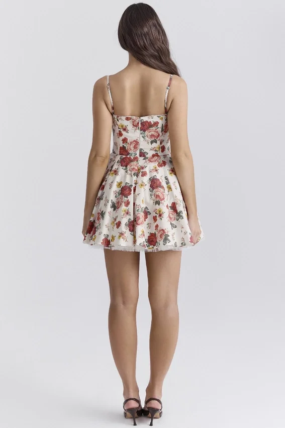 Minimoiselle Italian Rose Print Tulle Mini Dress Minimoiselle Italian Rose Print Tulle Mini Dress
