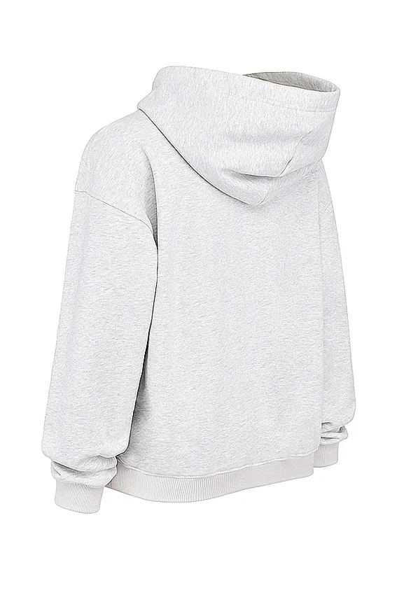 Mirage Light Grey Marl Cotton Fleece-Back Zip Through Hoodie Mirage Light Grey Marl Cotton Fleece-Back Zip Through Hoodie