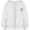 Mirage Light Grey Marl Cotton Fleece-Back Zip Through Hoodie Mirage Light Grey Marl Cotton Fleece-Back Zip Through Hoodie