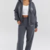 Mirage Slate Cotton Fleece-Back Zip Through Hoodie Mirage Slate Cotton Fleece-Back Zip Through Hoodie