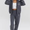 Mirage Slate Cotton Fleece-Back Zip Through Hoodie Mirage Slate Cotton Fleece-Back Zip Through Hoodie