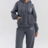 Mirage Slate Cotton Fleece-Back Zip Through Hoodie Mirage Slate Cotton Fleece-Back Zip Through Hoodie