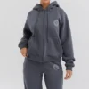 Mirage Slate Cotton Fleece-Back Zip Through Hoodie Mirage Slate Cotton Fleece-Back Zip Through Hoodie