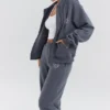 Mirage Slate Cotton Fleece-Back Zip Through Hoodie Mirage Slate Cotton Fleece-Back Zip Through Hoodie