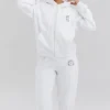Mirage White Cotton Fleece-Back Zip Through Hoodie Mirage White Cotton Fleece-Back Zip Through Hoodie