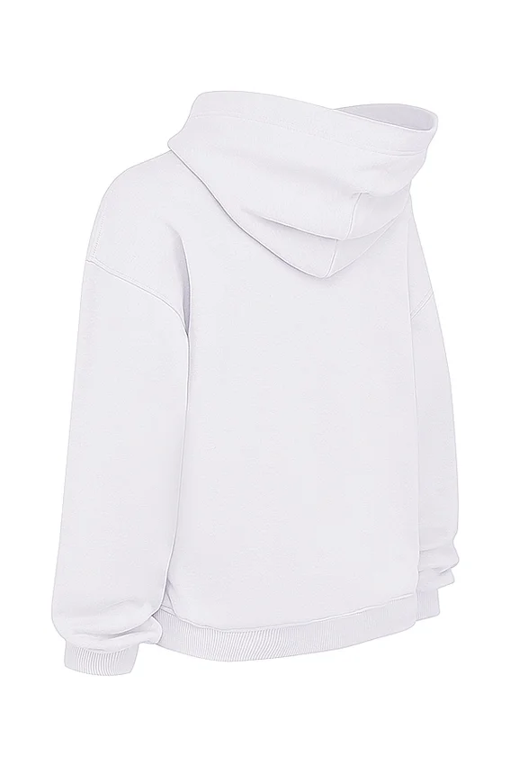 Mirage White Cotton Fleece-Back Zip Through Hoodie Mirage White Cotton Fleece-Back Zip Through Hoodie