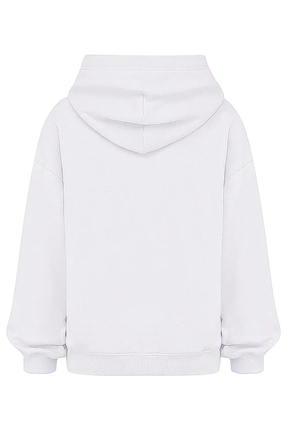 Mirage White Cotton Fleece-Back Zip Through Hoodie Mirage White Cotton Fleece-Back Zip Through Hoodie