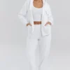 Mirage White Cotton Fleece-Back Zip Through Hoodie Mirage White Cotton Fleece-Back Zip Through Hoodie