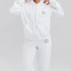 Mirage White Cotton Fleece-Back Zip Through Hoodie Mirage White Cotton Fleece-Back Zip Through Hoodie
