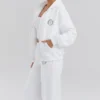 Mirage White Cotton Fleece-Back Zip Through Hoodie Mirage White Cotton Fleece-Back Zip Through Hoodie
