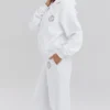 Mirage White Cotton Fleece-Back Zip Through Hoodie Mirage White Cotton Fleece-Back Zip Through Hoodie