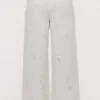 Mirea White Cotton Broderie Anglaise Wide Leg Trousers Mirea White Cotton Broderie Anglaise Wide Leg Trousers