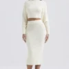 Nyala Cream Soft Boucle Knit Cropped Sweater