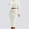 Mishka Cream Soft Boucle Knit Midi Skirt
