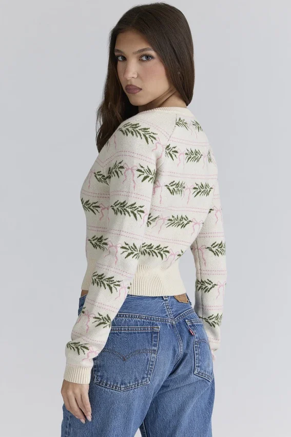 Mistle-Bow All Over Print Wool Cardigan Mistle-Bow All Over Print Wool Cardigan