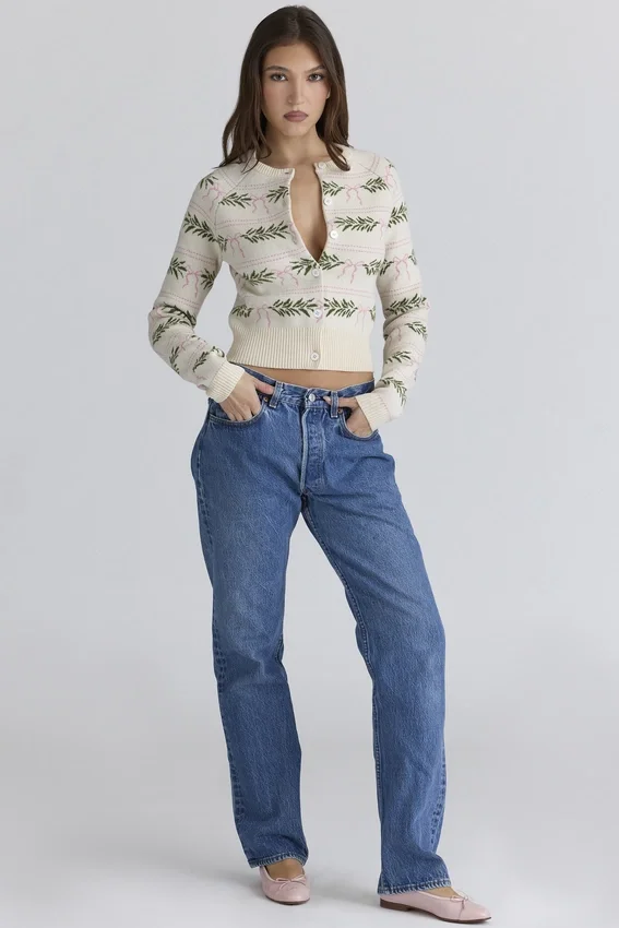 Mistle-Bow All Over Print Wool Cardigan Mistle-Bow All Over Print Wool Cardigan