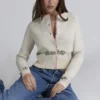 Mistle-Bow Cream Jacqard Wool Cardigan Mistle-Bow Cream Jacqard Wool Cardigan
