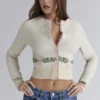 Mistle-Bow Cream Jacqard Wool Cardigan Mistle-Bow Cream Jacqard Wool Cardigan